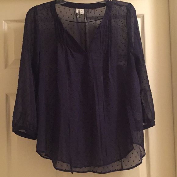 Elle Tops - Elle navy blue textured blouse
